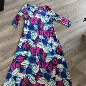 Soft Surroundings Vibrant Floral Long Sleeve Dress
